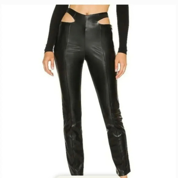 superdown Pants - Superdown Black Faux Leather Sia Cutout Pants